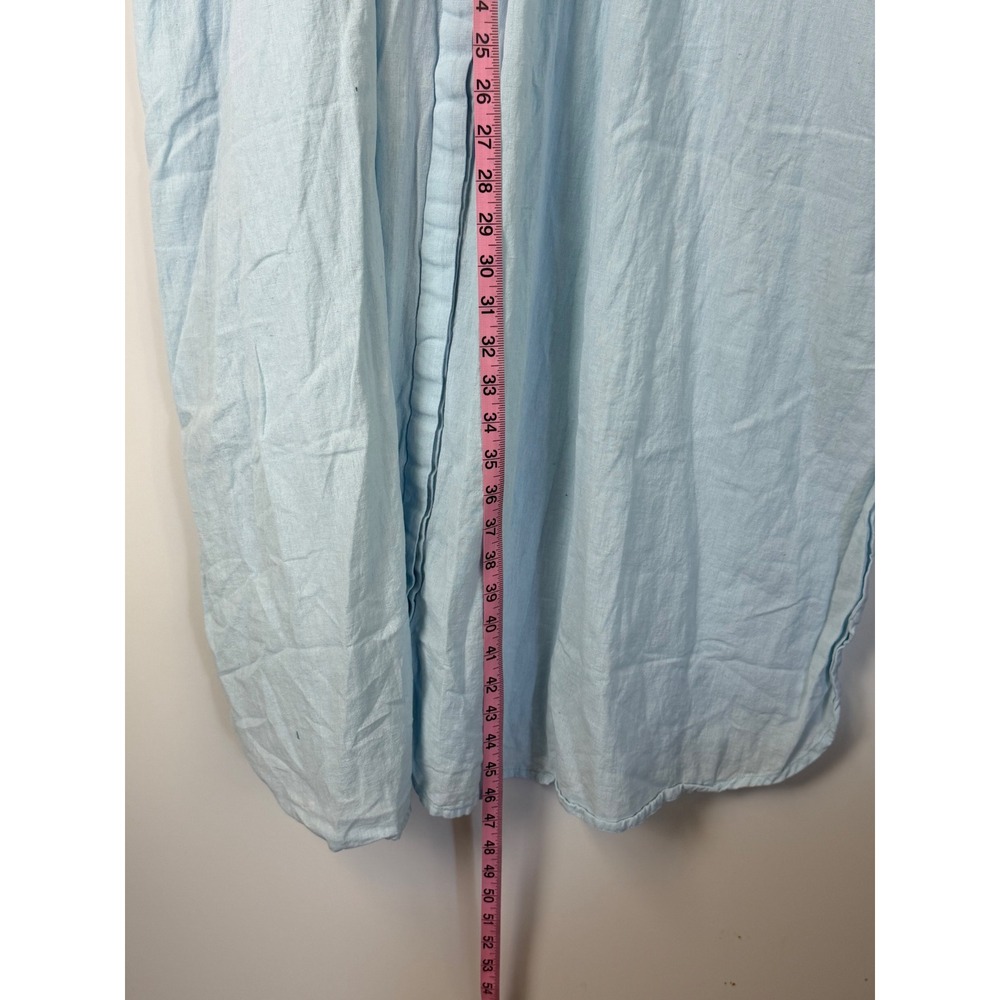 Us Together Women 2X Light Blue Cotton Button Front Midi Shirt Dress Short Slv - Picture 3 of 7